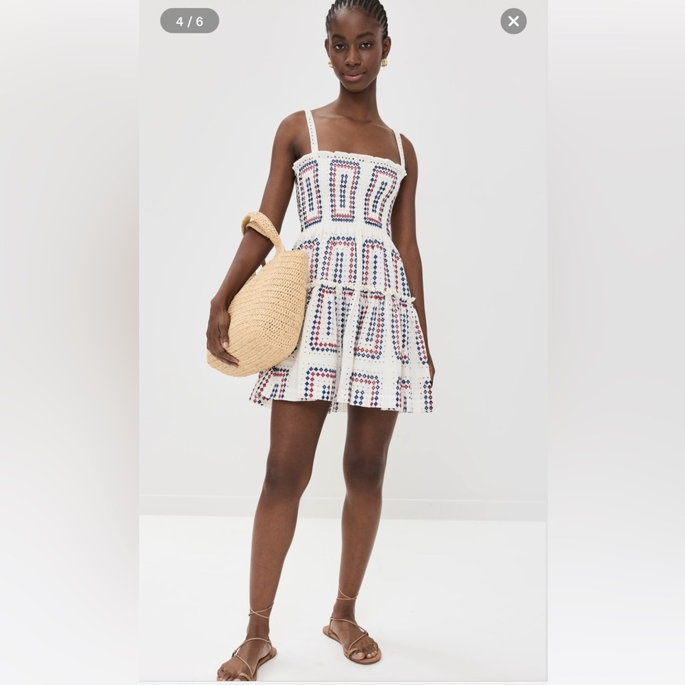 Hill house home the seraphina mini nap dress Geo Eyelet/Red White Blue